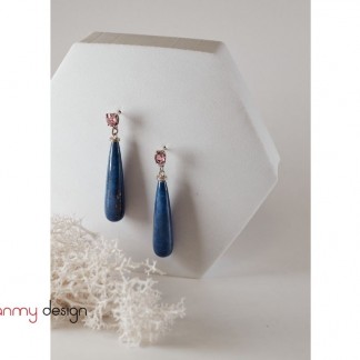 Hoa tai bạc phối đá Tourmaline và Lapis Lazuli